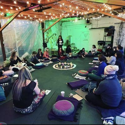 People gathering for a full moon ritual!