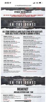 Large plate menu