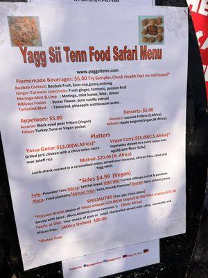 Food truck menu