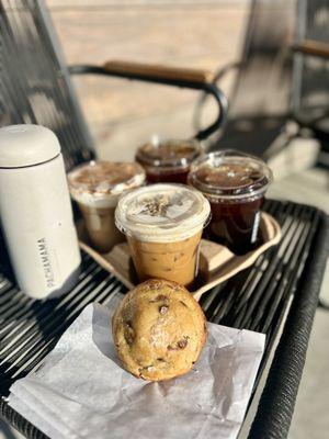 Mazapan coffee, horchata coffee, cold brew, chocolate chip cookie