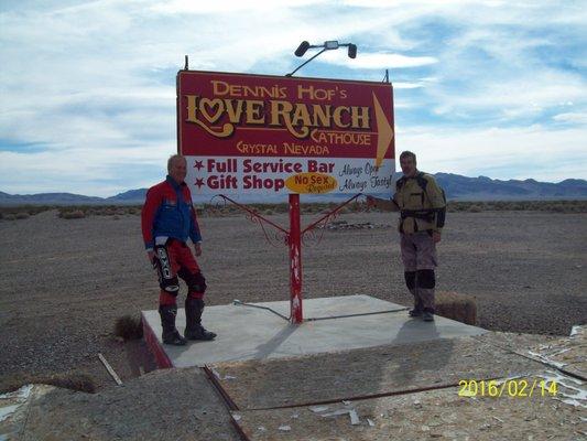 RIDING DIRT BIKES THRU THE DESERT, THE RANCH IS A GOOD SPOT FOR A QUICK BEER BEFORE CONTINUING----