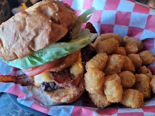 Western burger and tots.