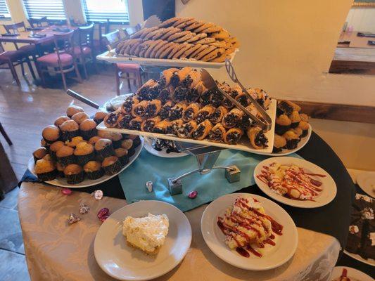 beautiful array of desserts for Easter Sunday dinner buffet