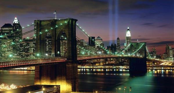 NYC Skyline as seen from the Brooklyn Bridge