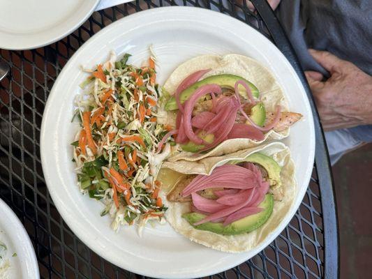 Wild Alaskan Salmon Tacos with cabbage & lime slaw