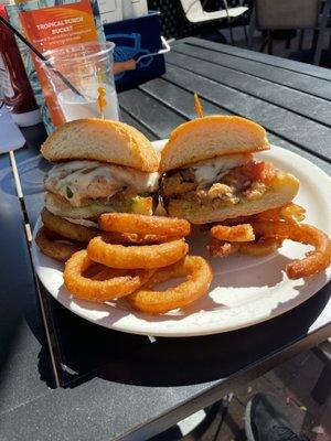 Chicken Caprese with Onion Rings