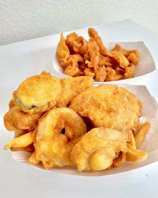 2 piece fish with chips & side order of calamari