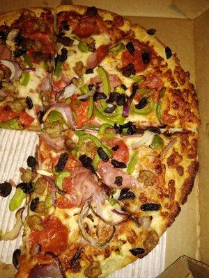 My free Large Super Supreme pizza I earned with my Pizza Hut Rewards points!