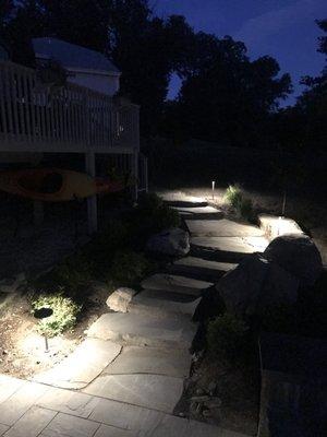 walkway lights at night