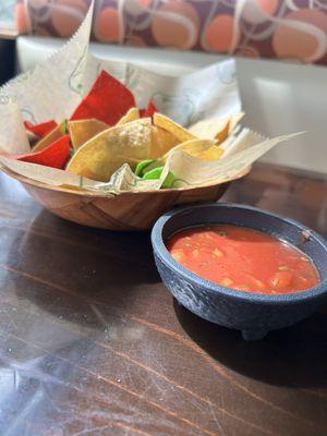 Complementary chips and salsa.