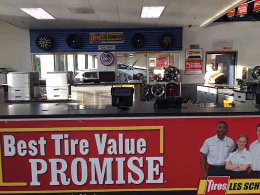 Front desk with car area in back