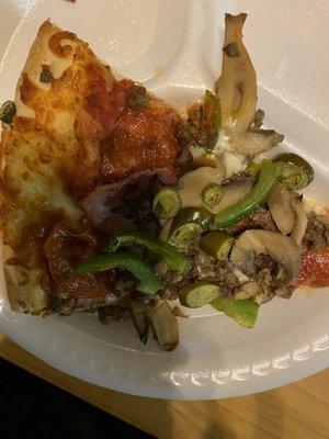 Cold vegetables laid on top of warm custom pizza.  FIXED and forgiven, thank you again!  Great customer service!