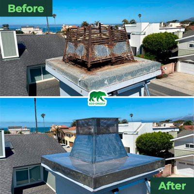 Chimney Crown Repair and Cap Installation
Before/After