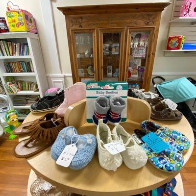 Shoes, books, collectables, toy and stroller selections