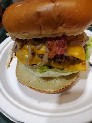 Bacon double cheese burger.