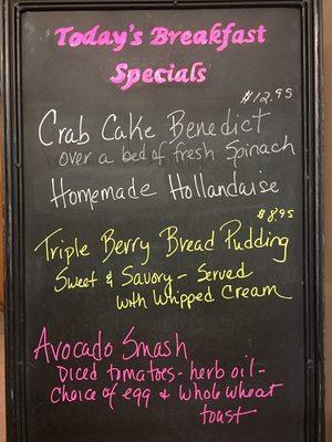 Stop in, sit down and relax with our new breakfast menu!!  Or try something off our specials board.