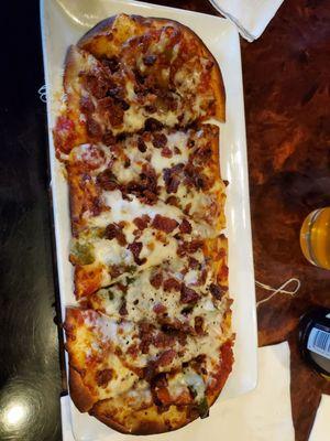 Bacon, peppers, onion Flatbread pizza