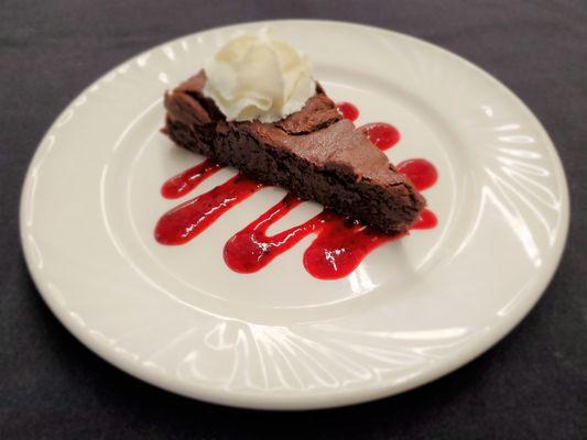 Chocolate Decadence with a fresh berry coulis.