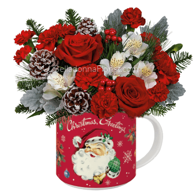 Santa Mug with fresh flowers