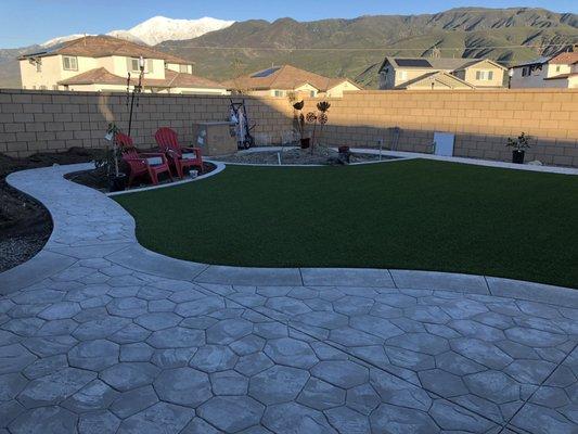 Stamped concrete & artificial turf