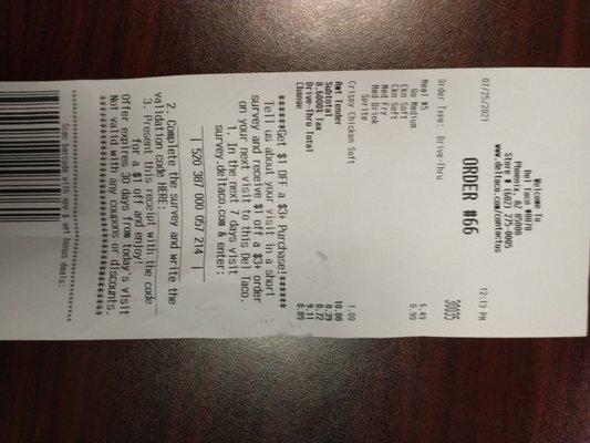 The receipt for today's lunch.