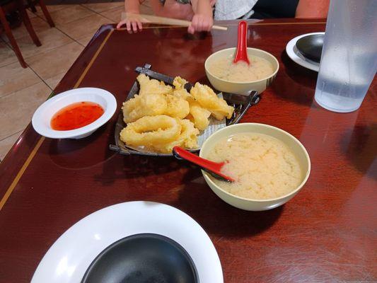 Calamari and miso soup