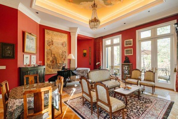 Villa du Sureau. Salon Living Room appointed with Steinway & Sons Piano.