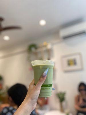 pandan oat matcha latte