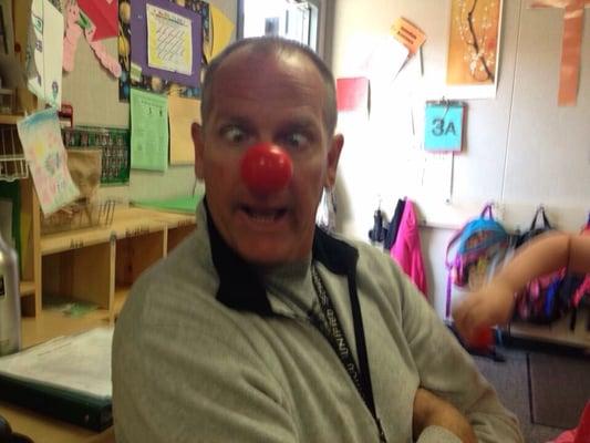 Red Nose Day! He wasn't feeling well this day but boy does he hide it well