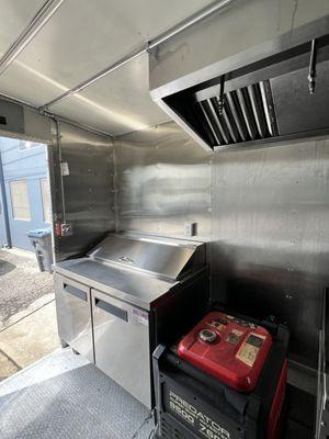 Food truck trailer, added stainless Steel sheet metal to walls