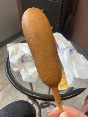 Corn dog! Tasty!