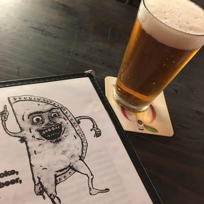 hilarious menu art & brews on tap