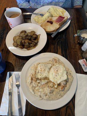 Forager Omelet and Biscuits and Gravy