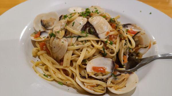 Linguine with baby clams was fresh and tasty