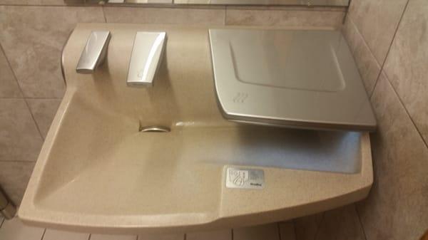 High tech restroom sink. Pretty cool!