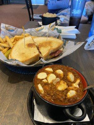 Chili and a Classic Reuben Sandwich