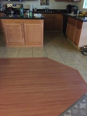 Tile kitchen wood dinning room