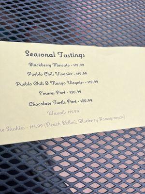 Seasonal tastings as of 5/23/24