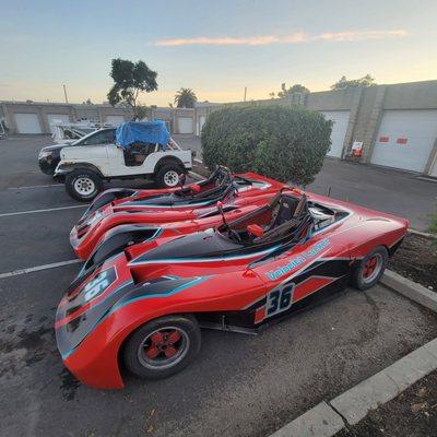 The cars where red and we added all the detail work to the race cars.