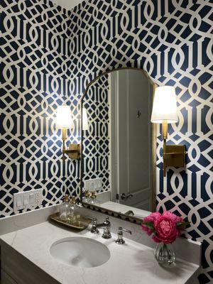 Bathroom wallpaper #wallpapering #wallpaper installer LA #wallpaperinstaller #wallpaperhanger