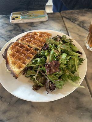 Italian beef waffle sandwich