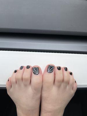 Black toes with web drawn on