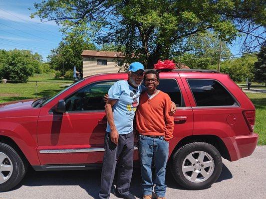 Grandfather purchase grandson his first car as a graduation gift from Premier Auto Works.