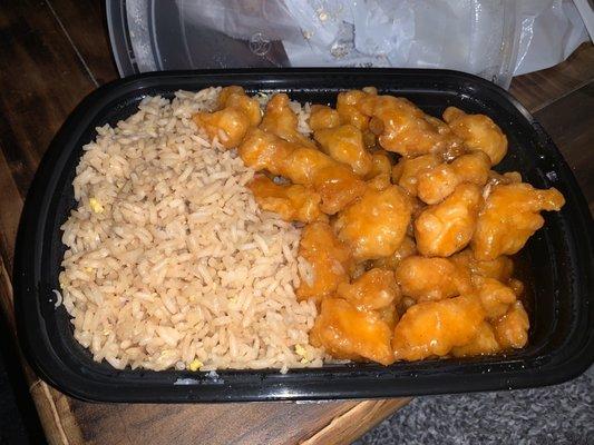 Honey chicken with fried rice