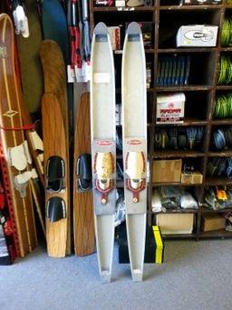 Possibly the only pair of vintage aluminum water skis. No rivets - only spot welds.