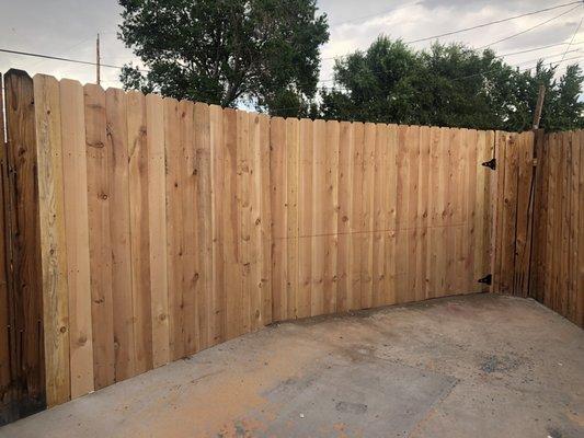 Wooden fence gate. After picture