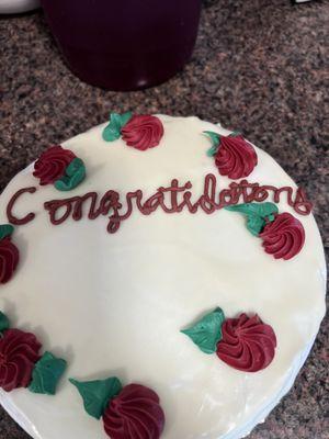 Graduation cake with Misspelled Congratulations!