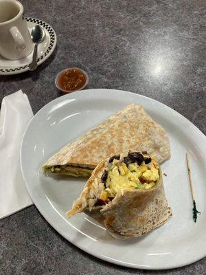 Breakfast veggie burrito