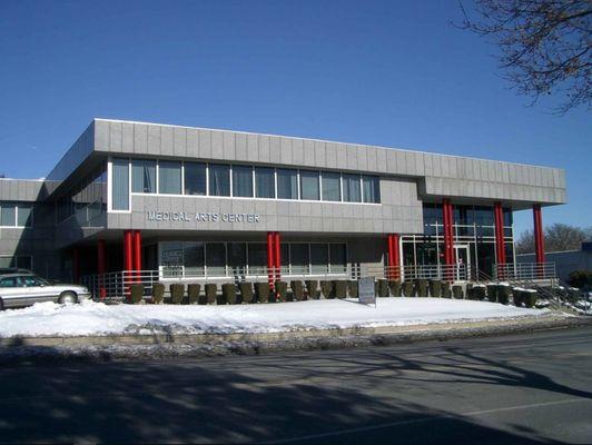 Front of the office in the winter