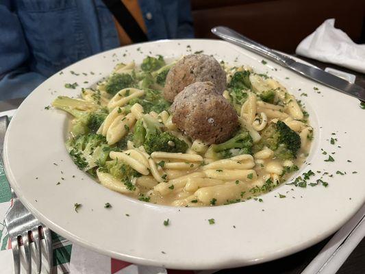 Cavatelli & Broccoli, with meatballs added